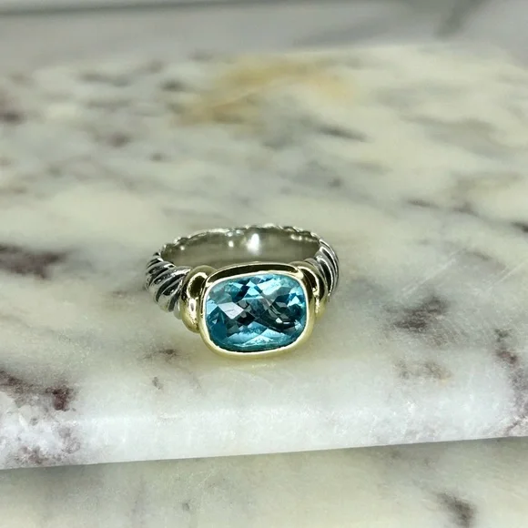 David Yurman Blue and Gold Ring - Picture 4 of 8